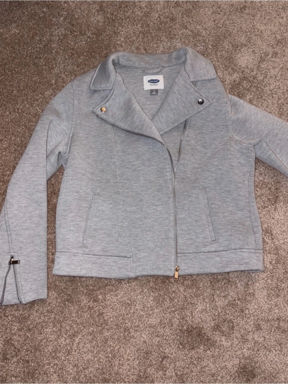 Old Navy Light Gray Women's Moto-Style Bomber Jacket blazer